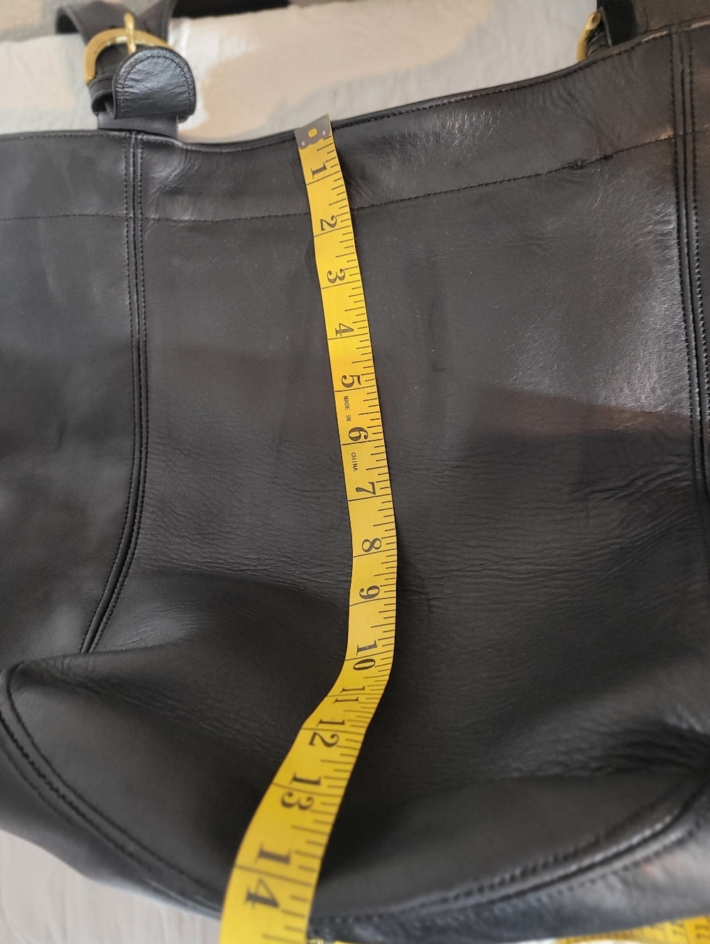 Vintage Coach Black Leather Large Waverly Tote Buckle Adjustable Double Handle - Picture 11 of 14